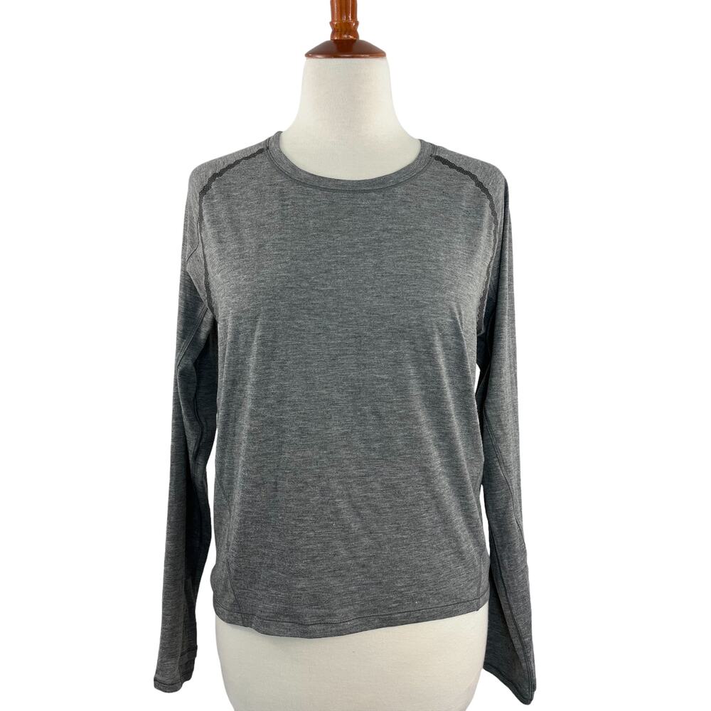 Lululemon Criss Cross Back Top Gray Long Sleeve Open Back Shirt Size 4